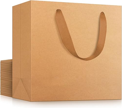 EUSOAR Bolsas de papel de estraza pequeñas de 8.6 x 3.9 x 7 pulgadas a granel, bolsas resistentes para bodas, comestibles, boutique, venta al por