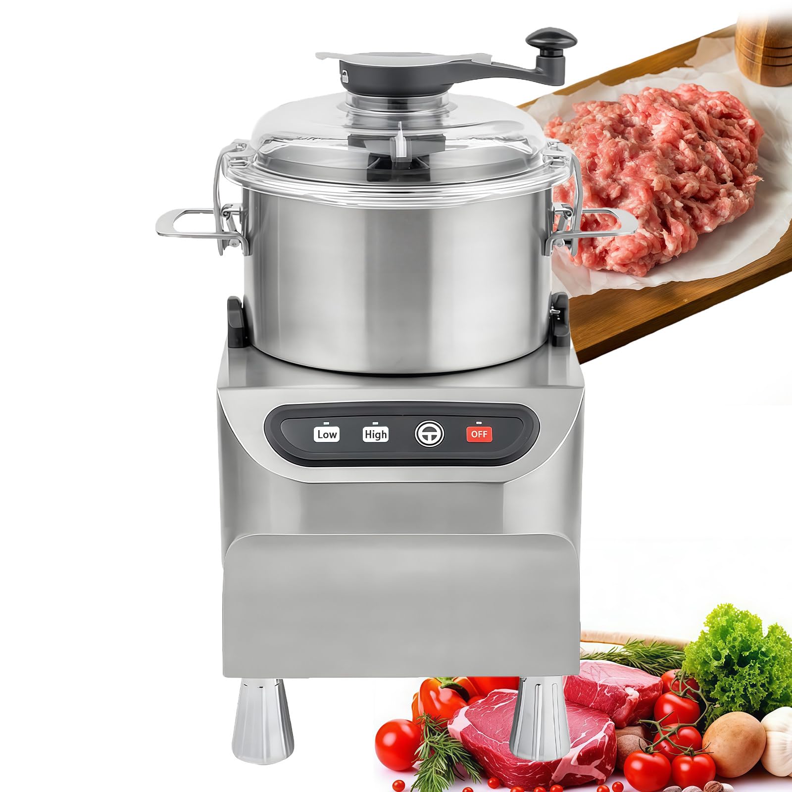 BANGBANGJI Robot culinaire Professionnel 1500 W, Hachoir à légumes et à Viande, Lames en Acier Inoxydable en Forme de S incluses, pour hacher légumes, Fruits, céréales et Noix 8L
