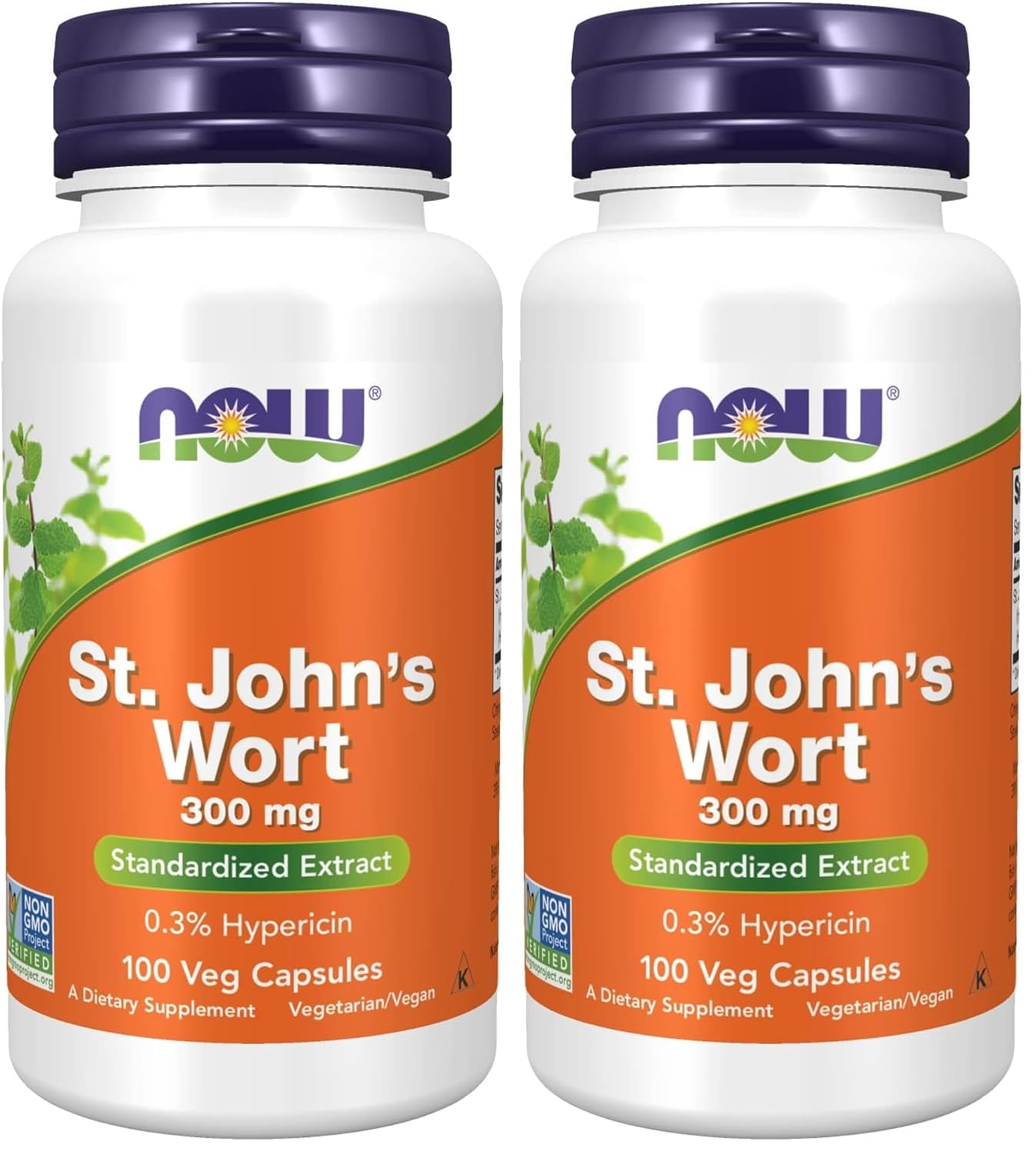 NOW Supplements, St. John's Wort (Hypericum perforatum) 300 mg, Standardized Extract, 100 Veg Capsules (Pack of 2)