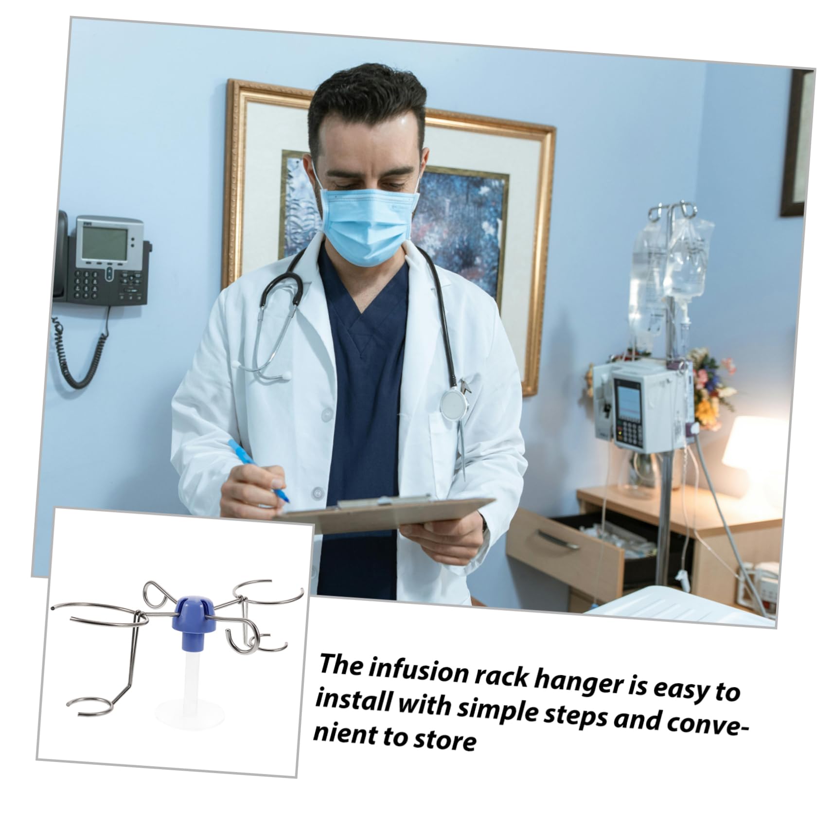iplusmile Infusionshalter mit Stabiler Struktur als Praktisches Infusionsständer Zubehör aus Edelstahl und Einfachem Einbau Vertikale Infusionsgestellhalterung für Medizinische Anwendungen