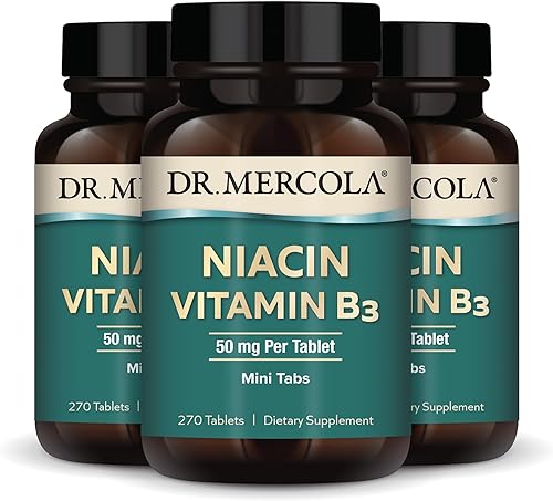 Miniatura 8 de Dr. Mercola Vitamina B3 de niacina, 90 porciones (270 tabletas), suplemento dietético, mini tabletas, vitamina B esencial, sin OMG