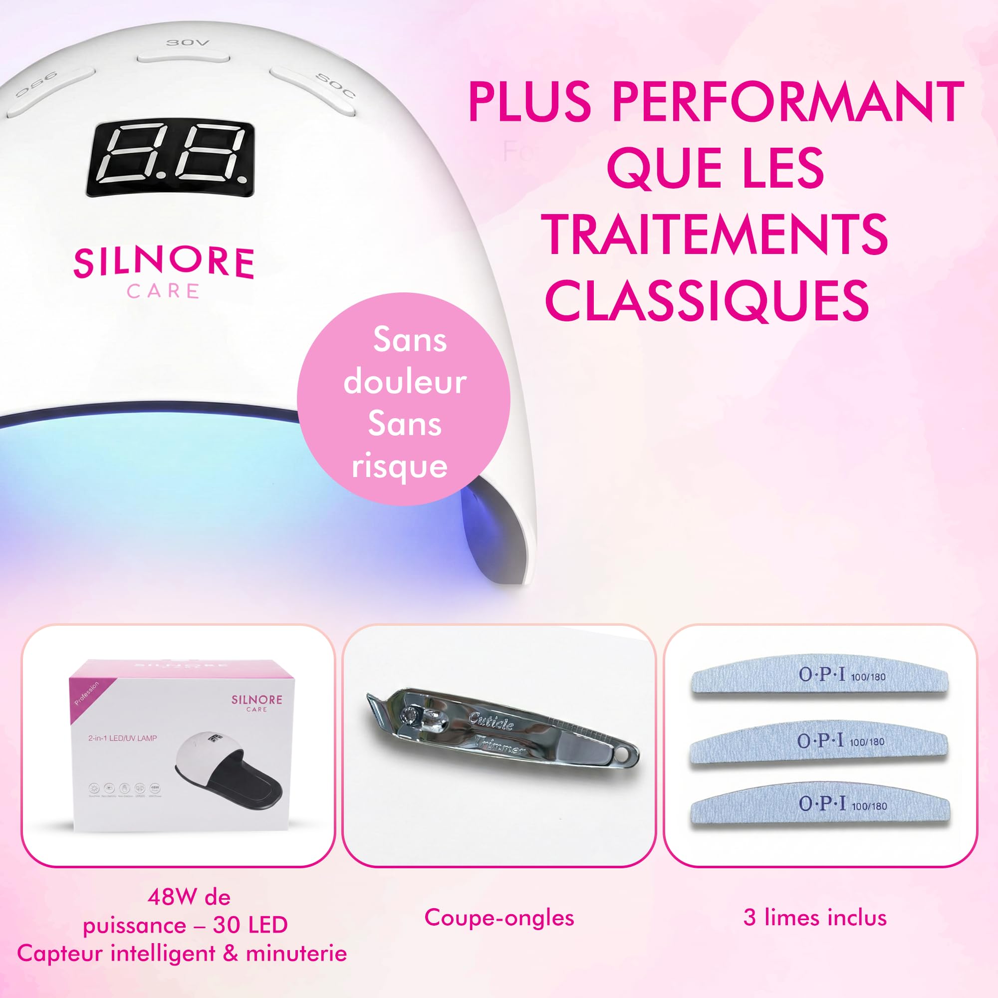 CARE | Traitement Mycose Ongle Pied Puissant, Lampe Laser Mycose Ongles Pied – Thérapie Lumière Rouge/UV Infrarouge, Appareil 2-en-1 LED/UV + Limes à Ongles & inclus