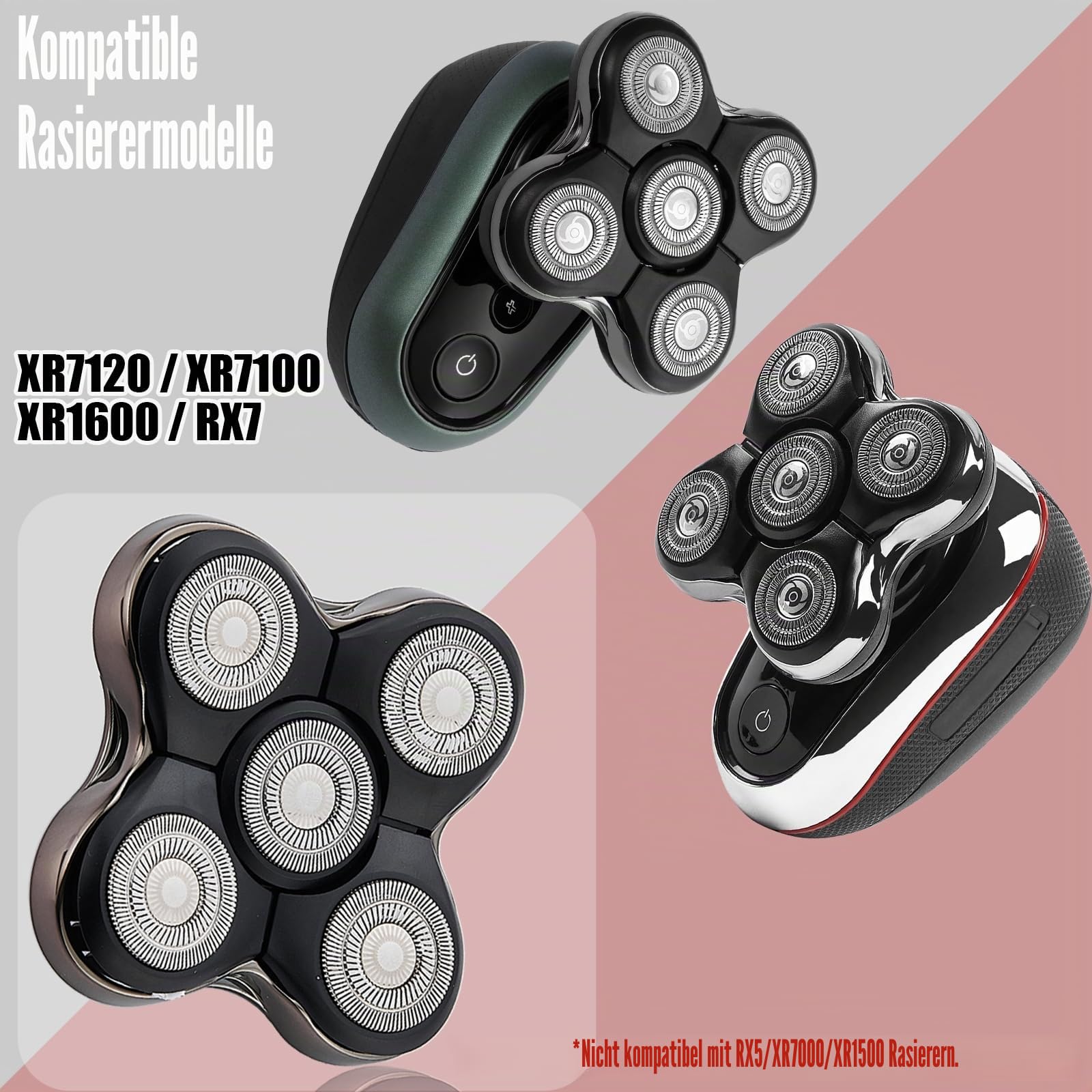 RX7 Ersatzklingen kompatibel mit Remington Balder XR1600, BOSS XR7120, XR7100 - Hochpräzise Rasenmäherklingen (1 Pack)