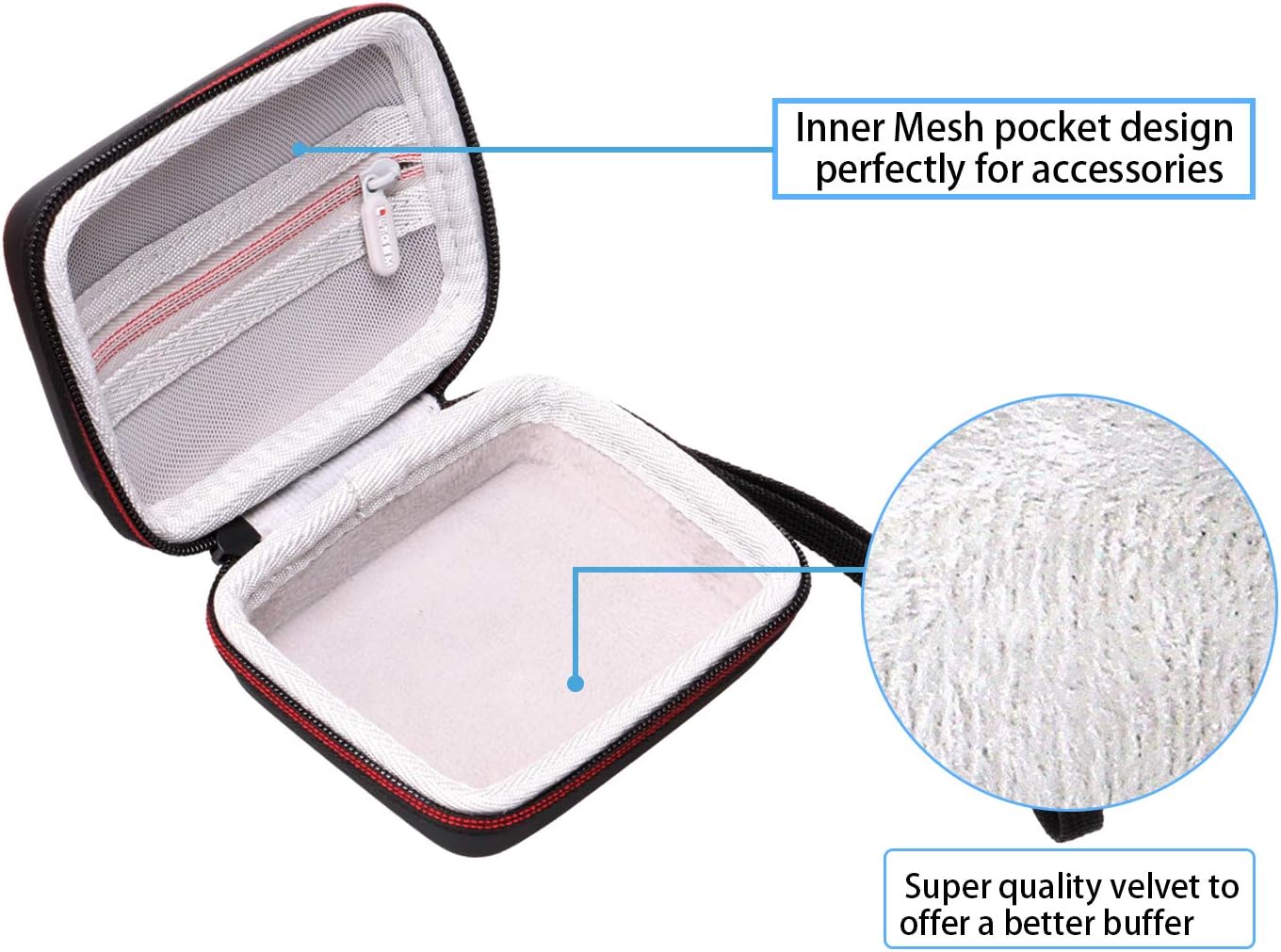 LTGEM EVA Hard Case for JBL GO 2 & JBL GO Portable Wireless Bluetooth Speaker - Travel Protective Carrying Storage Bag(Black+Grey)