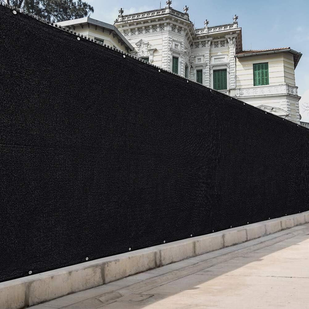 Sunkorto 4'x25' Black Fence Privacy Screen Windscreen UV Blockage Shade Screen Cover Fence, 170 GSM Heavy Duty Mesh Fencing for Outdoor Yard Farm Use