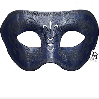 Men Masquerade Mask Leather Masks Prom Party Mask Steampunk Halloween Costume Prop Cosplay Mask for Men Blue