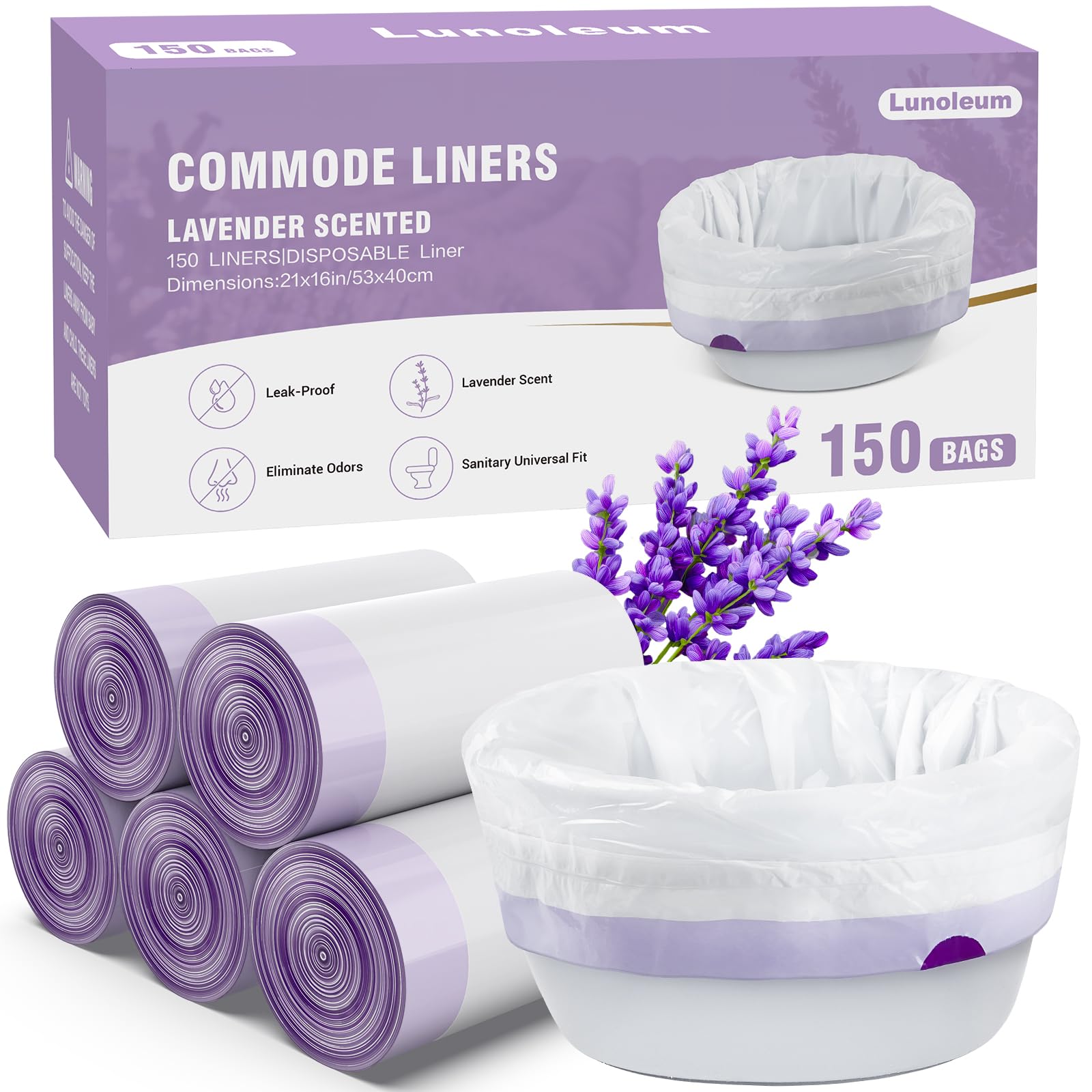 Commode Liners,150 Portable Potty Bags for the Elderly,Pregnant &amp; Disabled