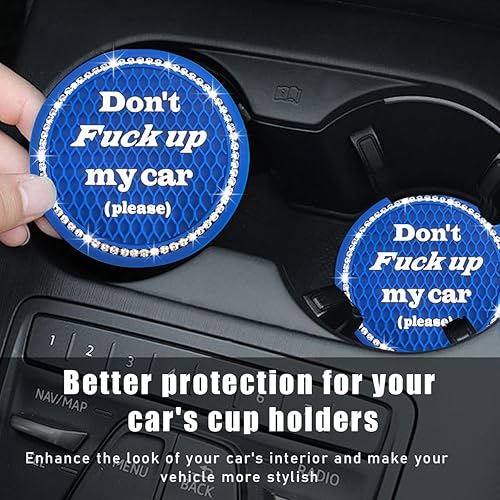 Miniatura 10 de 4 posavasos brillantes para automóvil, 2.75 pulgadas, antideslizantes, para inserción, universal, con diamantes de imitación de cristal, accesorios