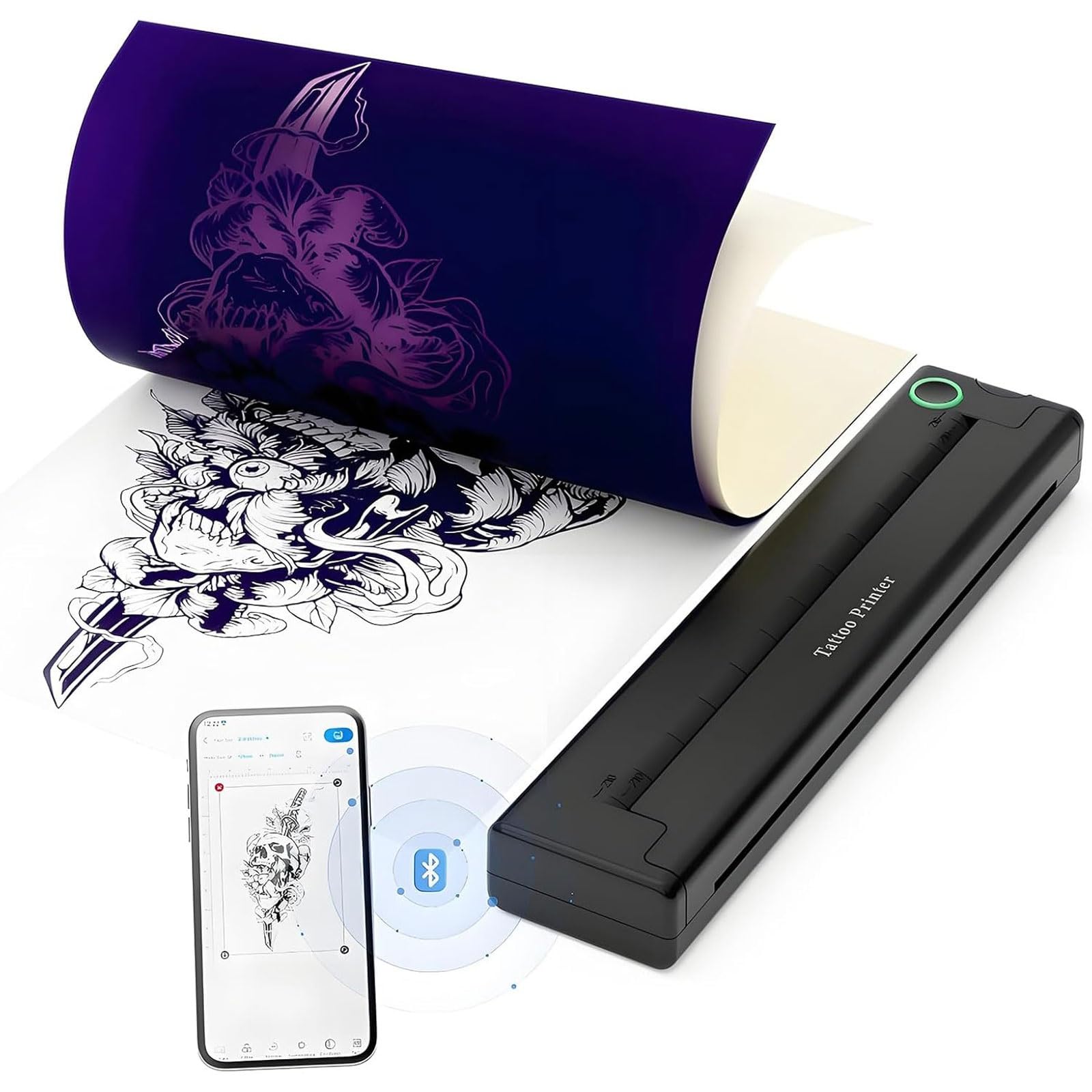 Imprimante pochoir tatouage sans fil A4 avec batterie rechargeable 2000mAh pour smartphone