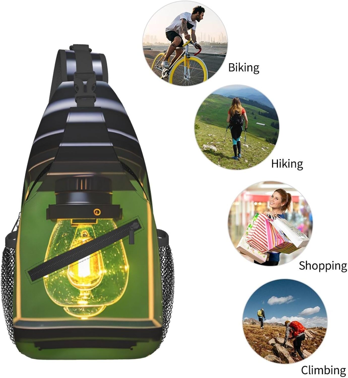 Durable Lightweight Firefly and Lantern Print Cross chest bag diagonally for Travel Commute Daily Use