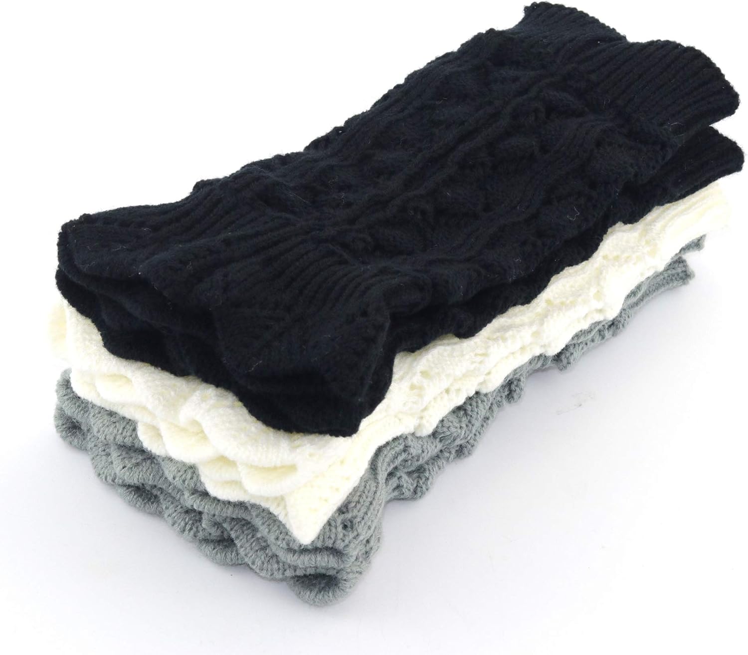 Bestjybt 3 Pairs Womens Short Boots Socks Crochet Knitted Boot Cuffs Leg Warmers Socks - Image 6