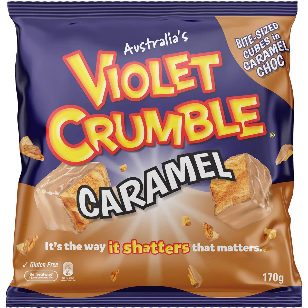 Violet Crumble Caramel. 170 gram bag. Grocery & Gourmet Food
