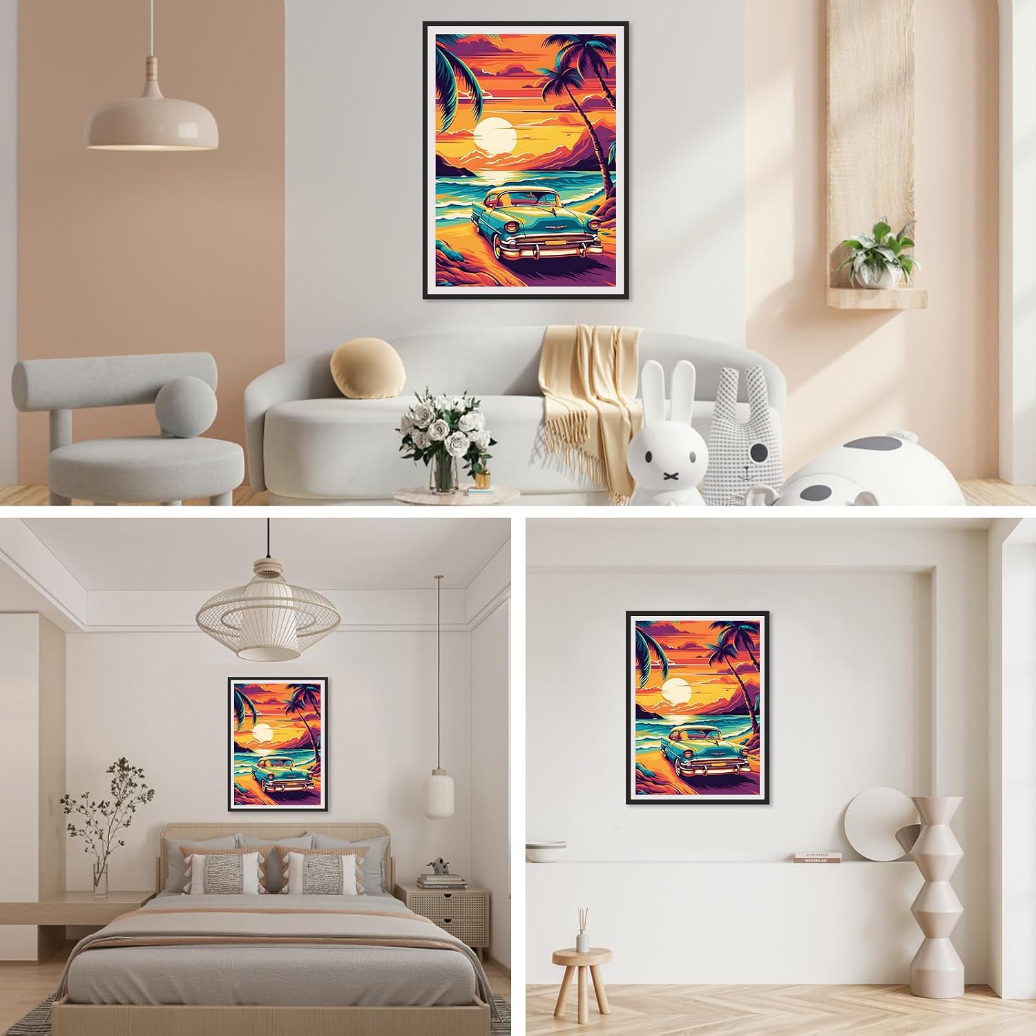 SENQAO Car Diamond Art Kits for Adults, 5D Coconut Tree Diamond Art Kits, Sunset Landscape Paint Round Full Drill DIY Diamond Art Kits for Home Wall Decor 11.8x15.7 inch image 3