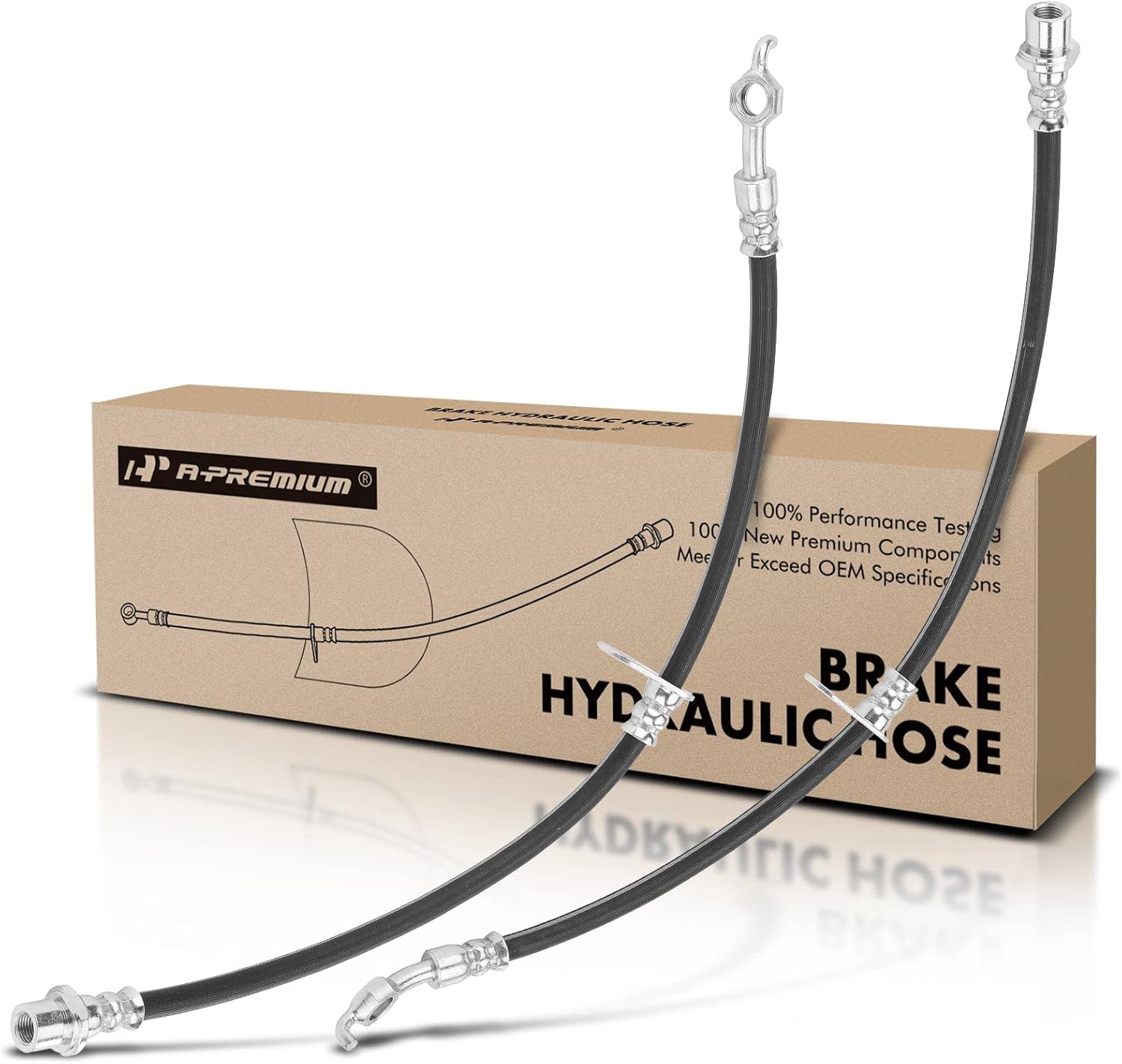 A-Premium Front Driver and Passenger Brake Hydraulic Hose Compatible with Select Toyota Models - RAV4 1998-2003 Electric 1996-2000 2.0L - Replace# 9094702781(Pack of 2)