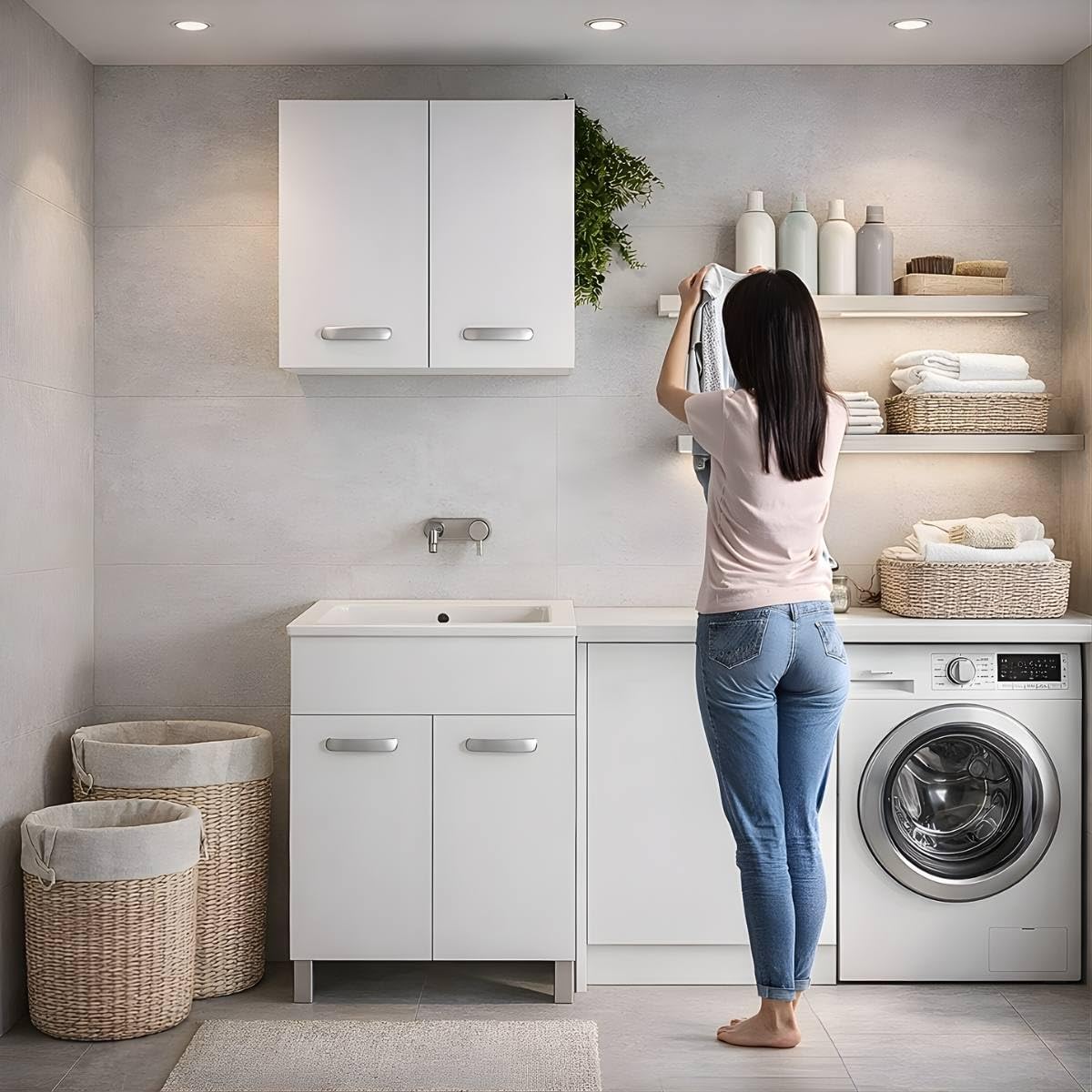 LAVABO LAVATOIO PILOZZO CERAMICA 60 x 51 YORK PROFONDO 25 CM TUTTA VASCA PER TOP O MOBILE DA INCASSO O INSTALLAZIONE CON STAFFE ANCHE IN ESTERNO IDEALE PER MOBILE DI DESIGN