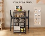 Gizoon Dining Table Set for 2 with 3 Storage Shelves, Kitchen Table and Chairs for 2 with Pu Cushion Chairs & Thick Wood Top, 3 Piece Dining Table Set for Small Space, Apartment (Grey)