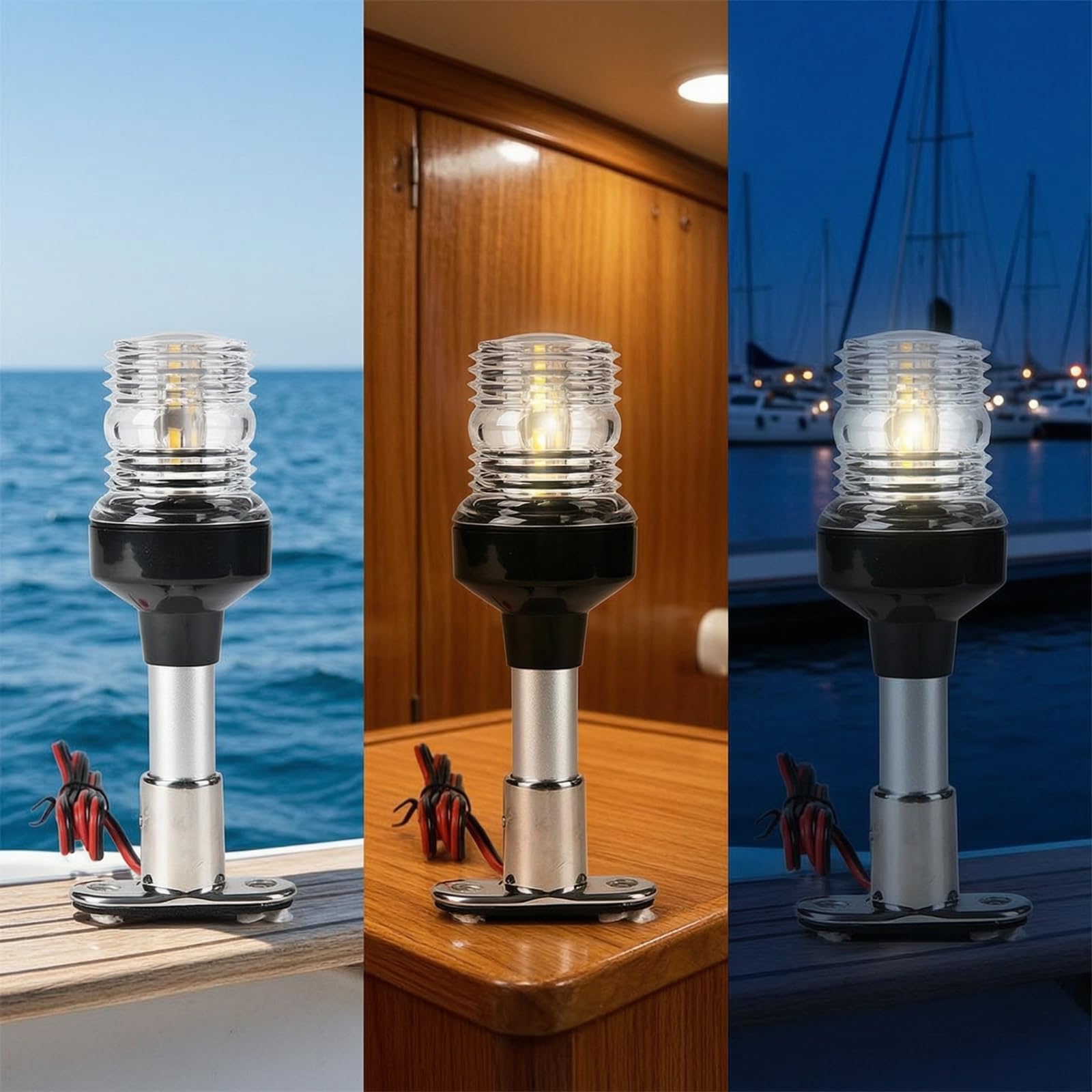 Luz Navegación Marina con Tubo Soporte LED para Navegadores, s, Yates, White A