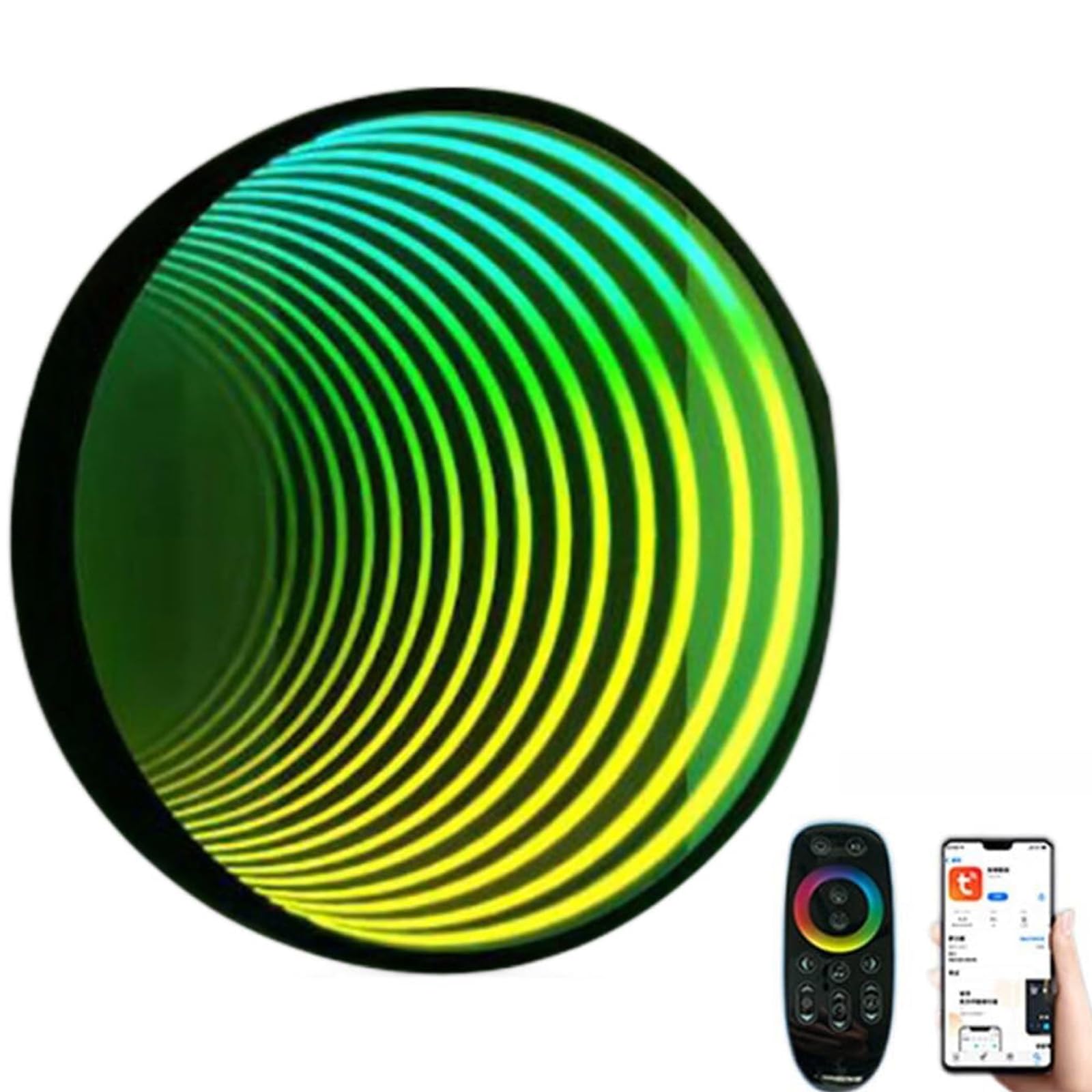 Infinity-Spiegel-Tunnel-Lampe, LED-Nachtlicht mit Fernbedienung, RGB-Multi-Farbsensorik-Licht, 358 magische Effekte für Zimmer und Schlafzimmer