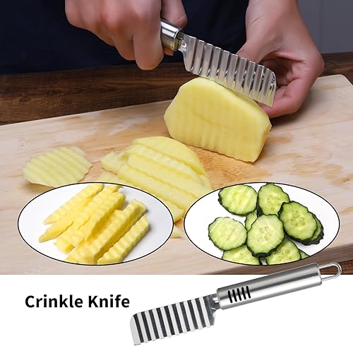 Miniatura 5 de BURLIHOME Juego de cuchillos para tallar frutas de acero inoxidable, paquete de 5 cuchillas de grabado de verduras para cocina, cuchara de melón,