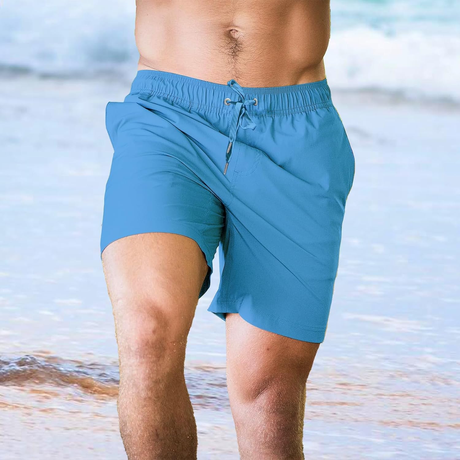 Mens Casual Shorts Elastic Waist Drawstring Summer Beach Shorts Quick Dry Sports Athletic Golf Shorts with Pockets - Image 3