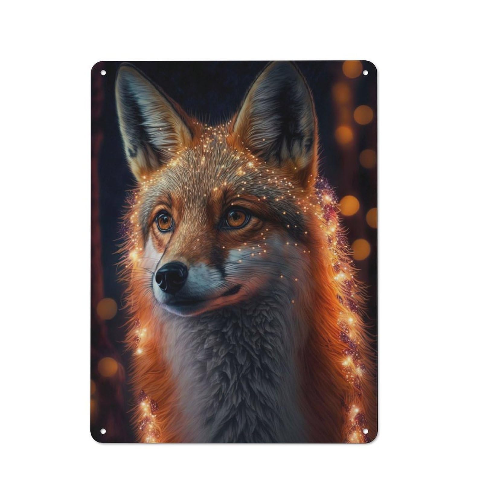 Junmoney Fox Lighting Vintage Tin Sign 40X30cm, Rustic Bistro Wall Plaque For Kitchen, Cafe, Pantry Or Dining Room