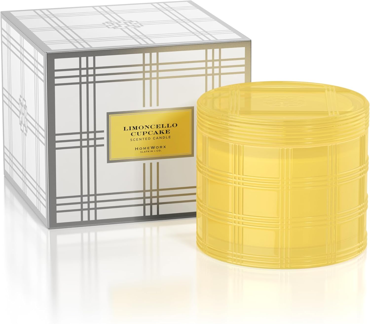 HomeWorx by Slatkin + Co. 4-Wick Limoncello Luxe Candle with Gift Box, Premium Glass Jar Candle with Essential Oils, 18oz, Up to 55 Hours Burning Time