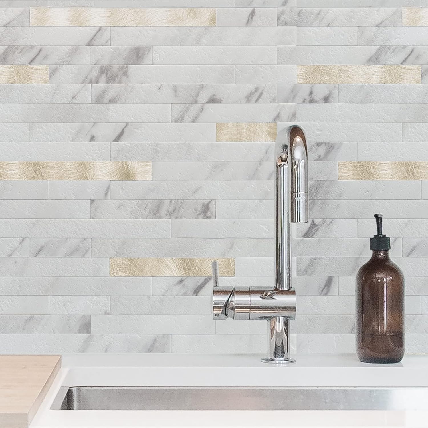 Art3d 10Sheet Peel and Stick Stone Overlay Kitchen Backsplash Tile