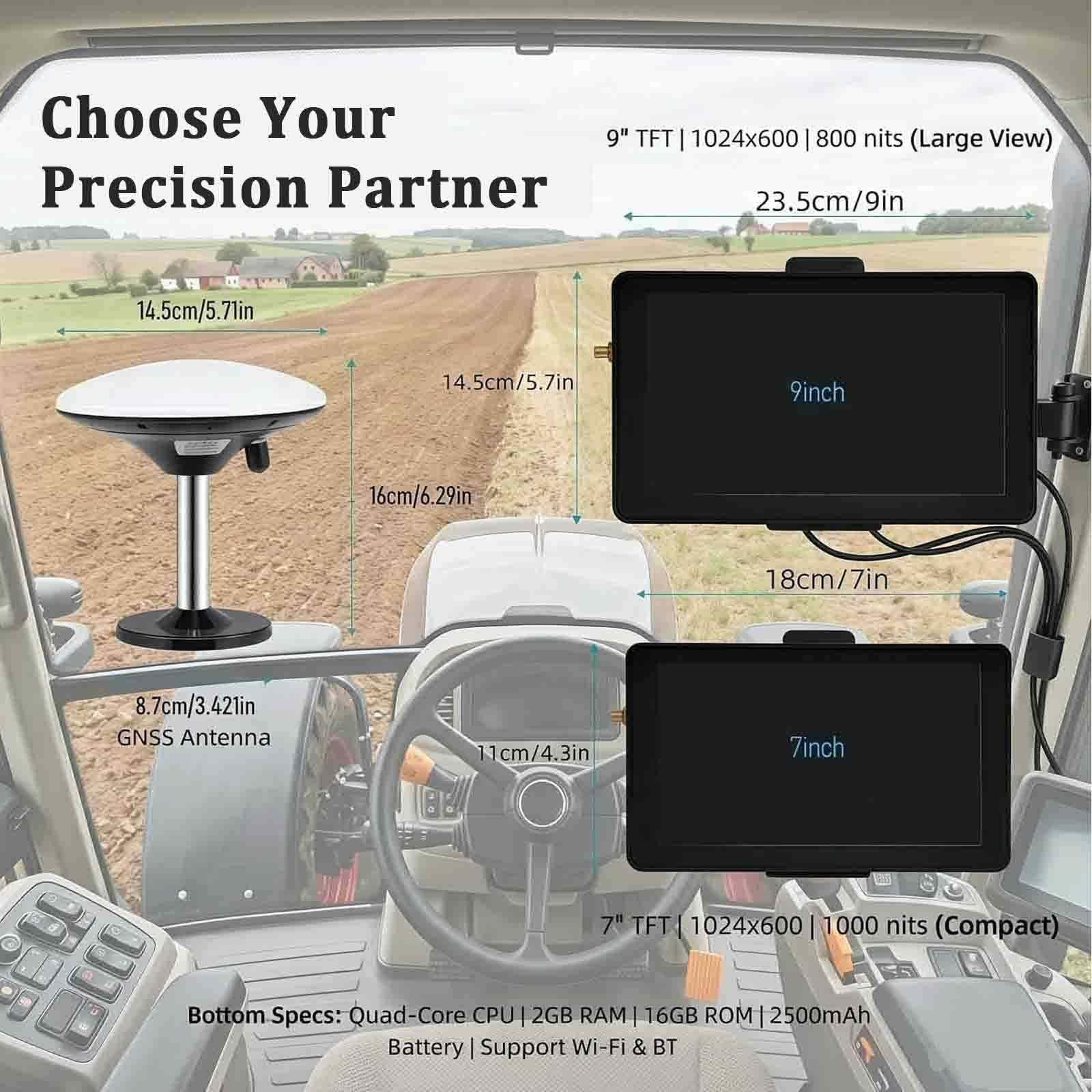 Guiado GPS para Tractor Agrícola 7/9 Pulgadas Navegador Gnss 9inch