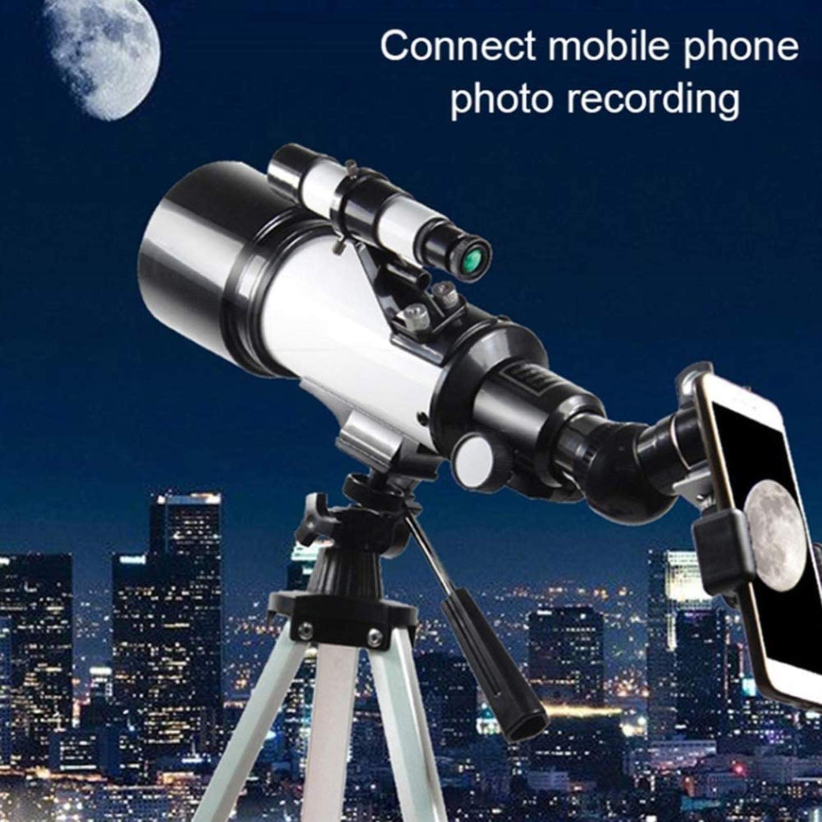 Telescopio para Adultos, telescopio de 70 mm para Principiantes y niños, Refractor para Ver la Luna, observar Las Estrellas, Actividades al Aire Libre, trípode y Soporte para teléfono Inteligente