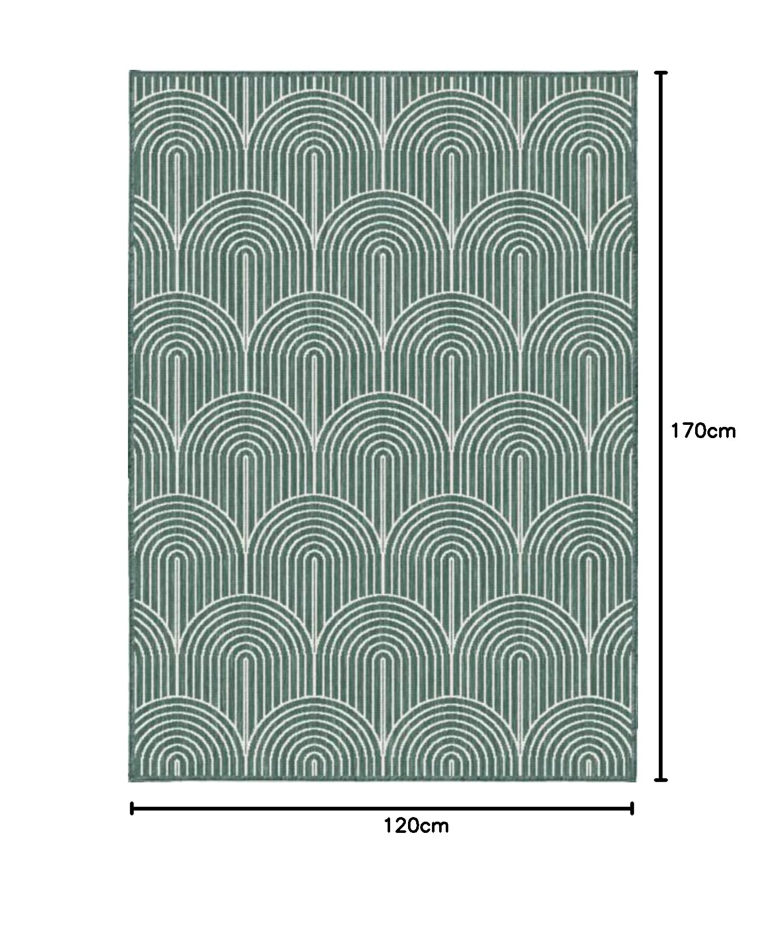 Hanse Home Pangli Tapis d'extérieur résistant aux intempéries – Tapis réversible Style scandinave bohème imperméable uni géométrique Effet 3D pour Jardin, Balcon, terrasse, Salon – Vert 80 x 150 cm