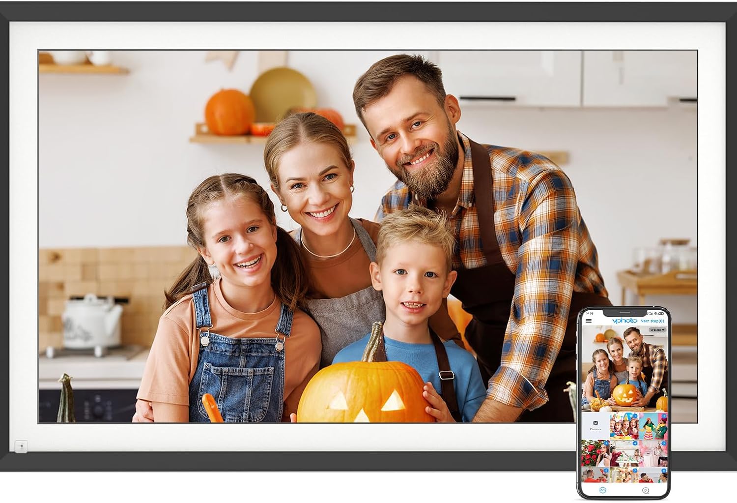 15.6 Inch Digital Picture Frame WiFi Photo Frame - 1920 * 1080 FHD IPS Touch Screen Digital Frame, 32GB, Tabletop&Wall-Mounted, Load Photo Video from Phone via APP Email, for Mom Dad 15.6" Black 32GB