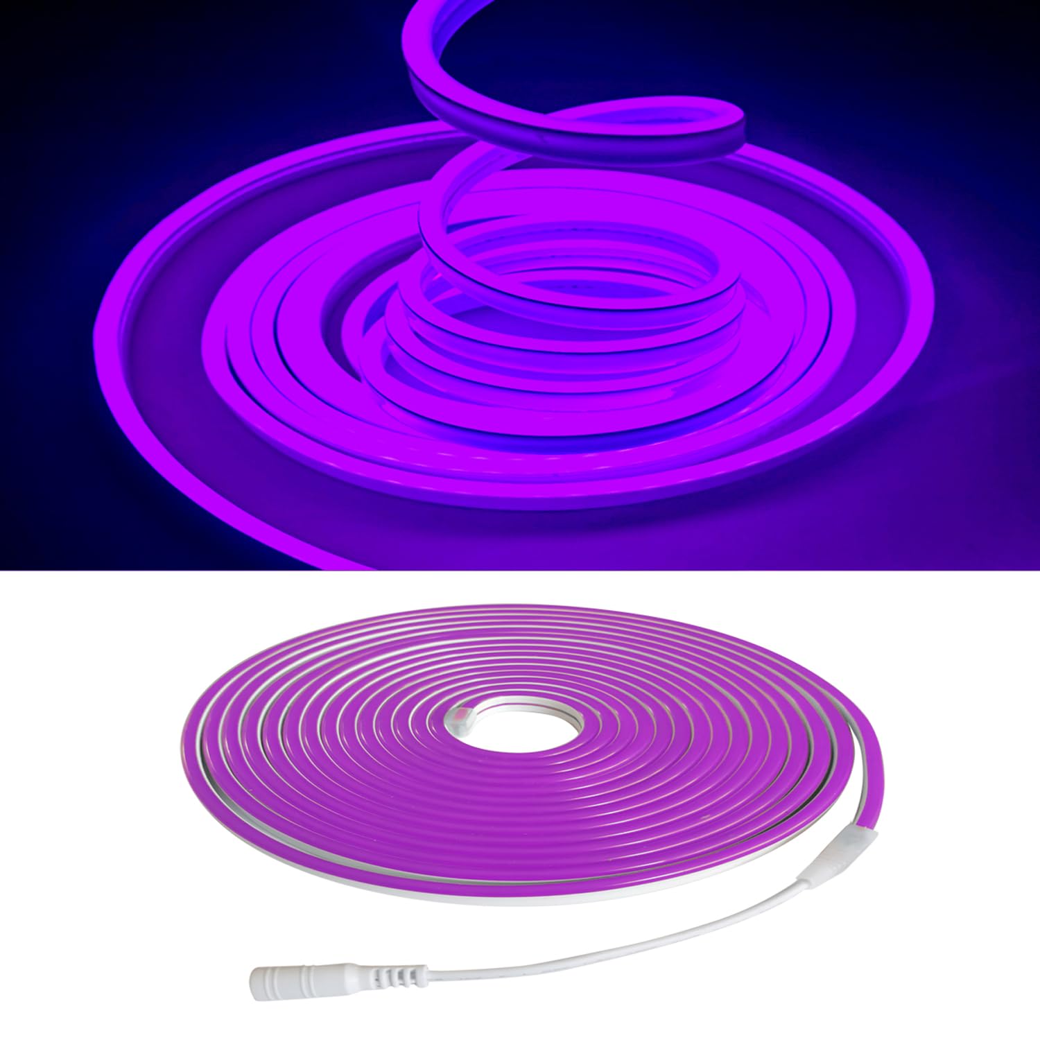 dobestyou Purple Neon LED Strip Lights - 16.4ft (5M) 12V DC 600 SMD2835 LEDs Waterproof Flexible Rope Light for Indoor/Outdoor Decor (Includes Power Adapter)