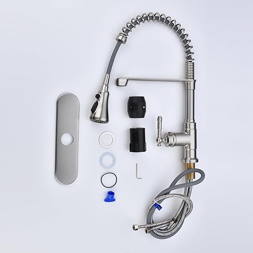 Miniatura 9 de Grifo de fregadero de cocina con rociador extraíble, grifo de cocina de níquel cepillado, grifo de cuello de cisne de resorte extraíble, grifo de