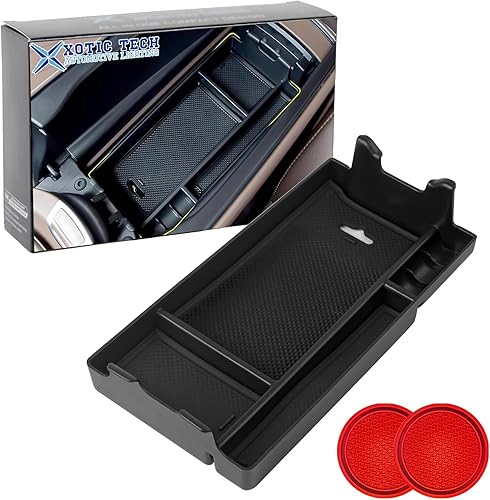 Xotic Tech - Reposabrazos para consola central interior, caja organizadora de almacenamiento para teléfono, monedas, tarjeta, bandeja de cajón +