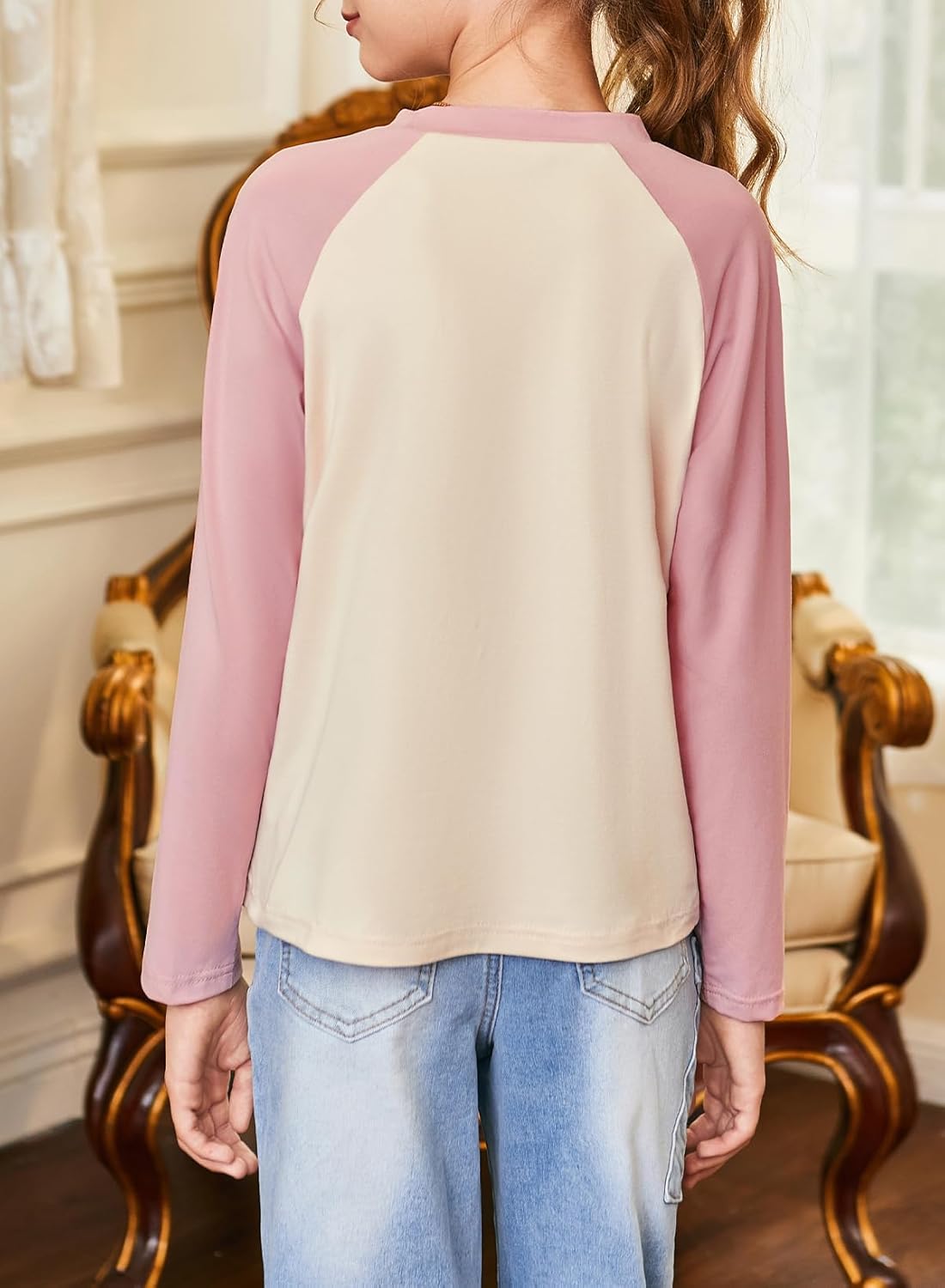 blibean Tween Girls Color Blocked Long Sleeve T-Shirt Size 6-15 Years - Image 5