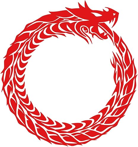 Amazon カッティングステッカー ウロボロス ドラゴン 龍 竜 トライバル 4 10 右 150mmx160mm レッド 赤 ステッカー デカール 車 バイク