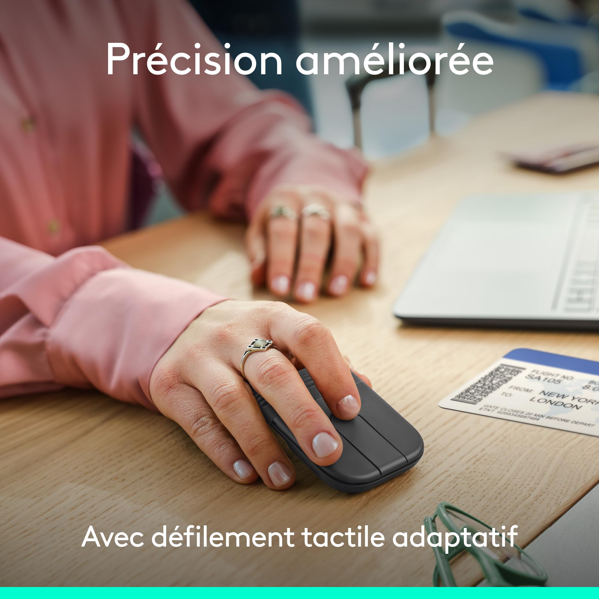 Logitech Mobi Fold, Souris de Voyage ultraportable, Petite et légère, défilement Tactile, clics discrets, DPI 4K, Bluetooth, pour Windows PC, Mac, Chromebook, Android, iPad - Graphite