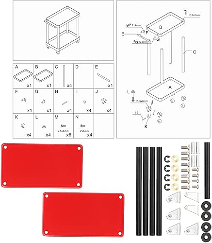 Miniatura 8 de Mini carrito con ruedas a control remoto de 2 niveles, carrito de almacenamiento, organizador de estanterías multiusos, estante de escritorio con