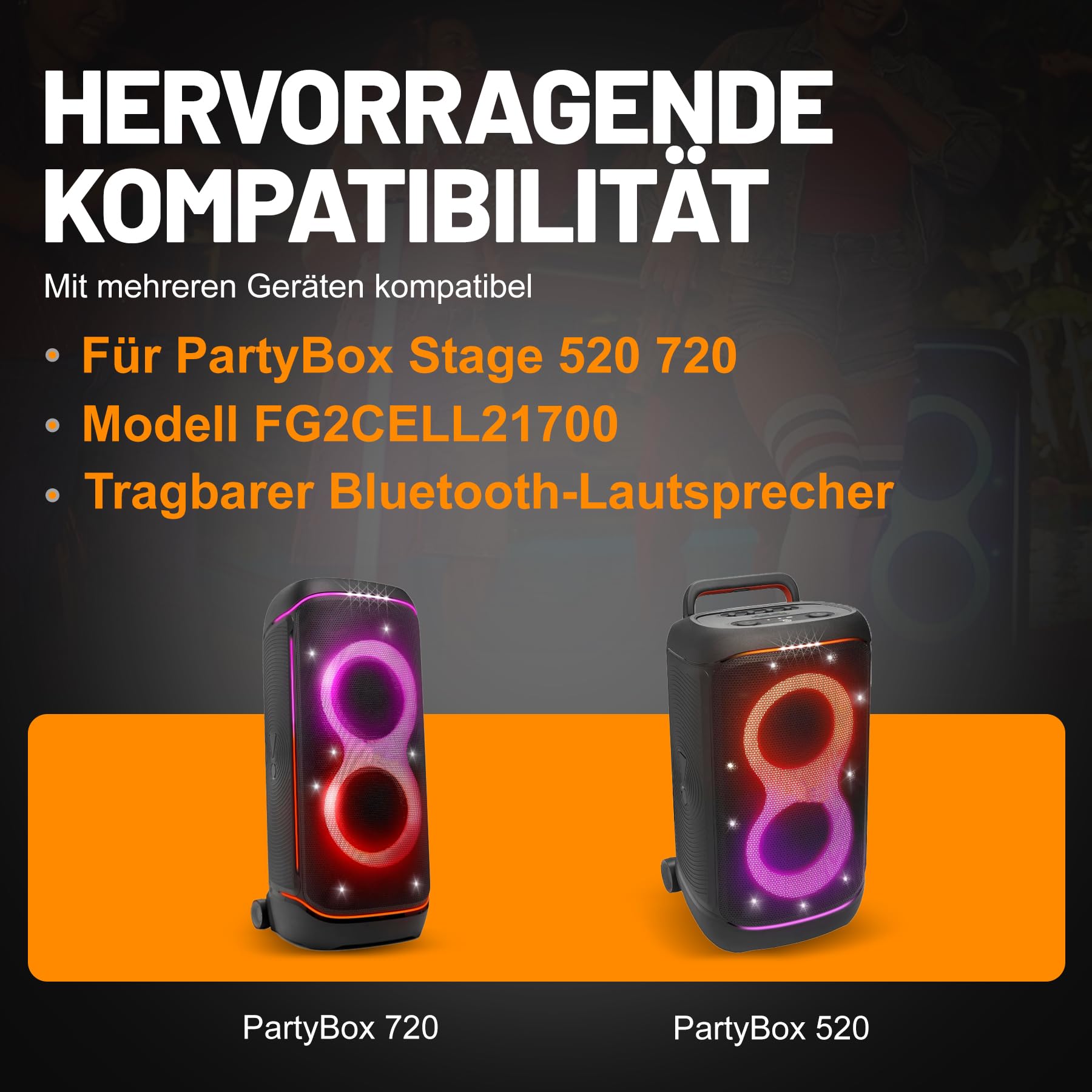 Batteria di ricambio da 4600 mAh con funzione di ricarica rapida di tipo C, adatta per JBL PartyBox 520/720 e Boombox 4, compatibile con FG6CELL21700G (Battery 600), alta capacità e facile