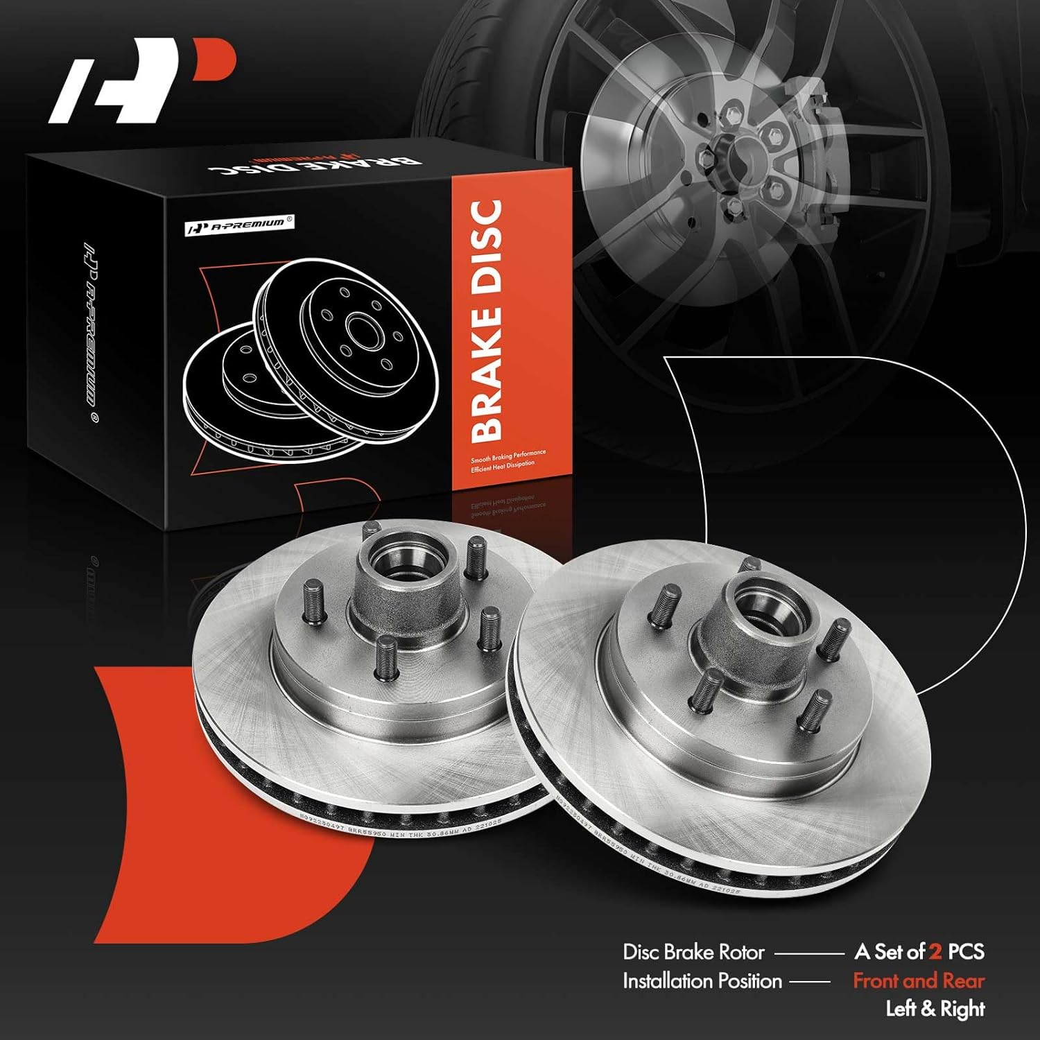 A-Premium 11.61 inch (295mm) Front Vented Disc Brake Rotors Compatible with Select Chevrolet and GMC Models - Tahoe, C1500 Suburban, C1500, Express 1500, Yukon, Savana 1500, C1500 Suburban 2-PC Set