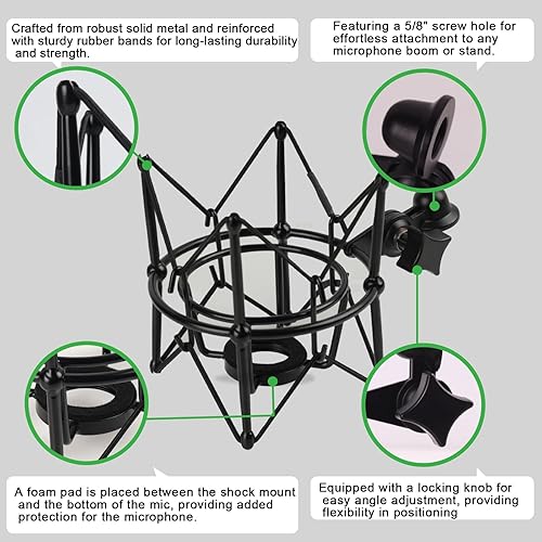 Miniatura 5 de Soporte de choque para micrófono, soporte de micrófono de condensador para AT2020 MXL 770 MXL 990 Neumann U8U87Ai Samson G Track Pro Rode Procaster