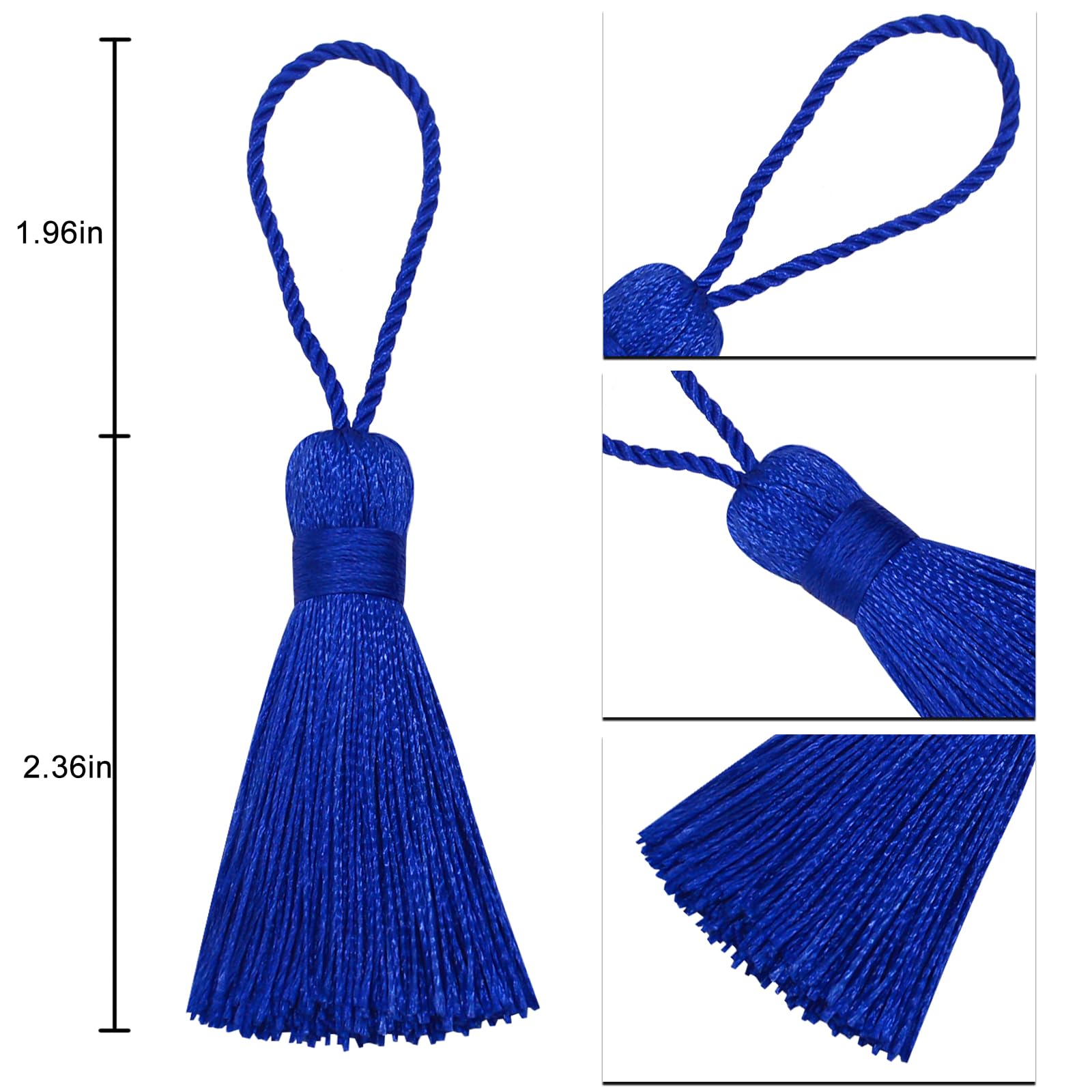 Makhry 20pcs 4.3 Inch Handmade Silky Floss Mini Tiny Craft Tassels with 2-Inch Cord Loop and Small Chinese Knot for Earrings Souvenir - Image 2