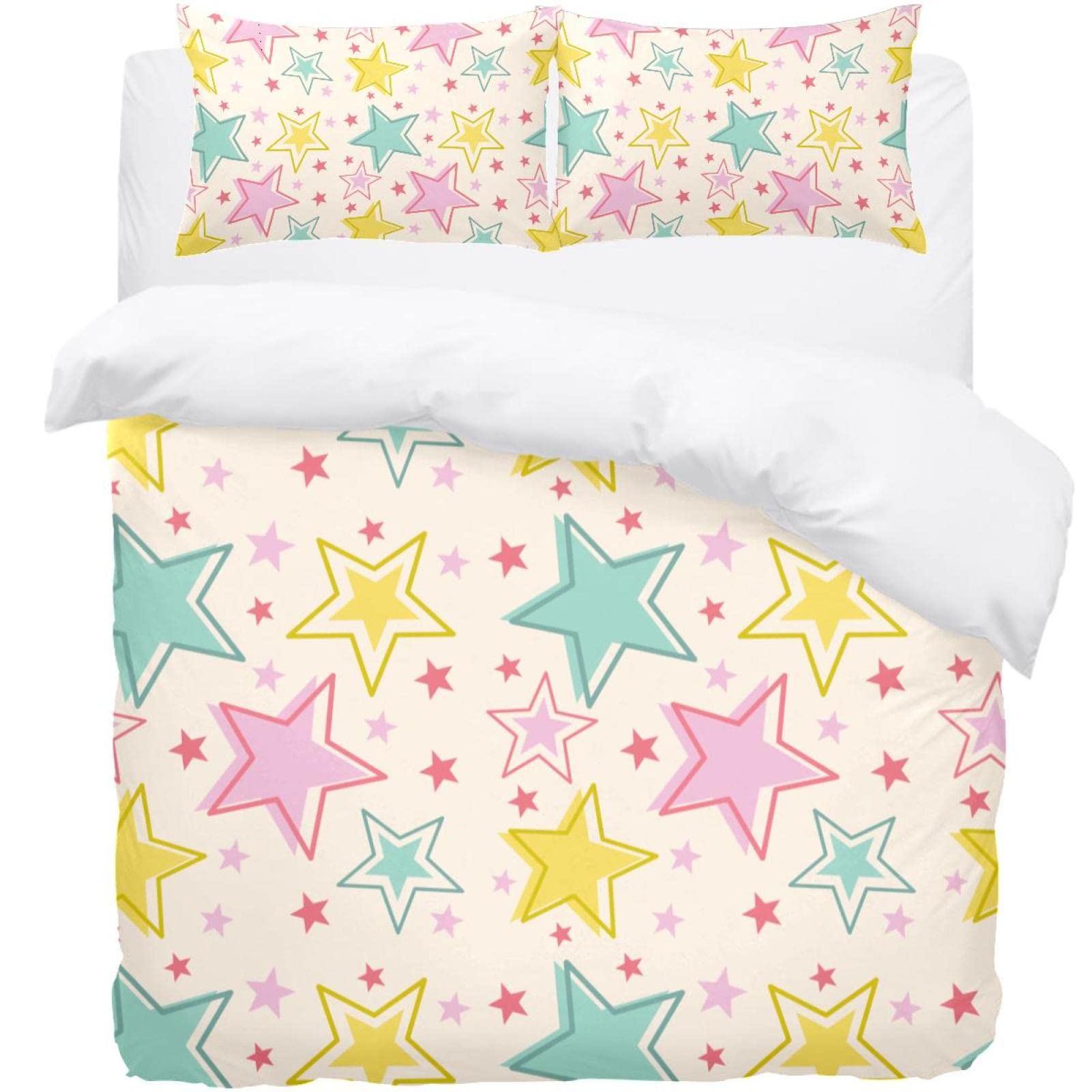 Housse de couette étoiles rose bleu jaune pour sublimer vos nuits