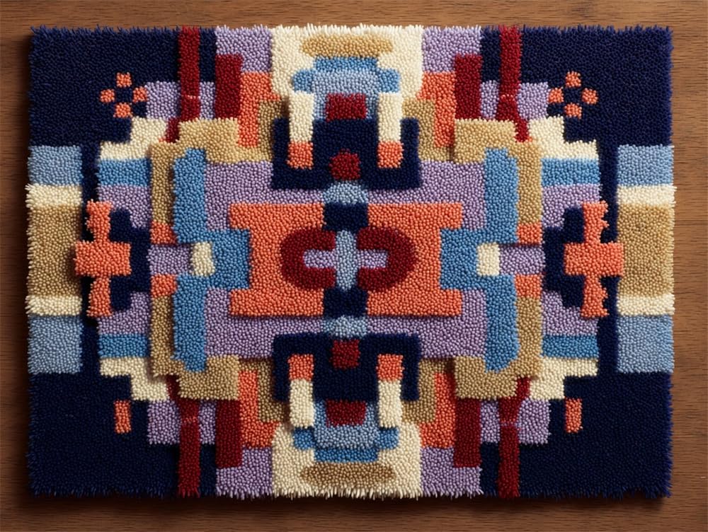 FWRTYCB Latch Hook Kits Rug Geometric Pattern 20X15Inch
