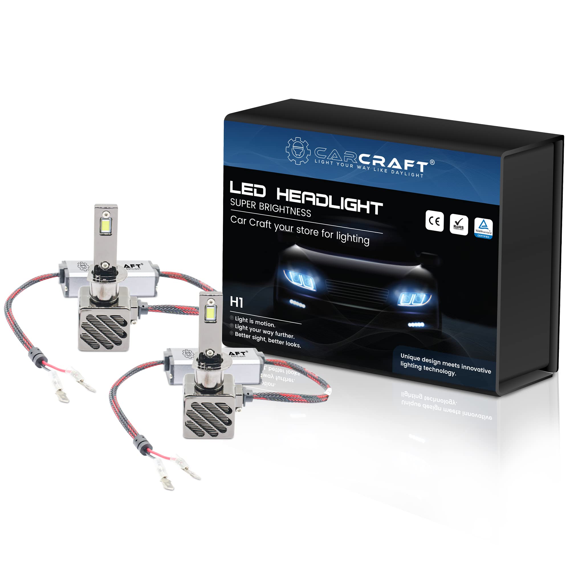 MK2Car Craft H1 LED Headlight Bulbs, 130W 30000 Lumens, Ultra High Power, +800% Very Super Bright LED Headlights Conversion Kit, 6000K Cool White, IP68 Waterproof, Quick Installation