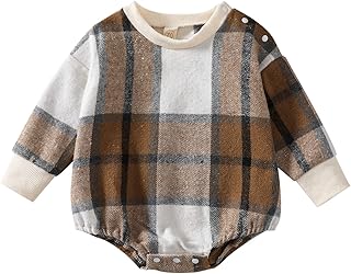PanLidapan Baby,Clothing,Baby Girls 0-24m,Bodysuits & One-Pieces,Bodysuits PanLidapan Newborn Infant Baby Girl Boy Autumn Clothes Long Sleeve Plaid Romper Crewneck Bodysuit Top Outfit