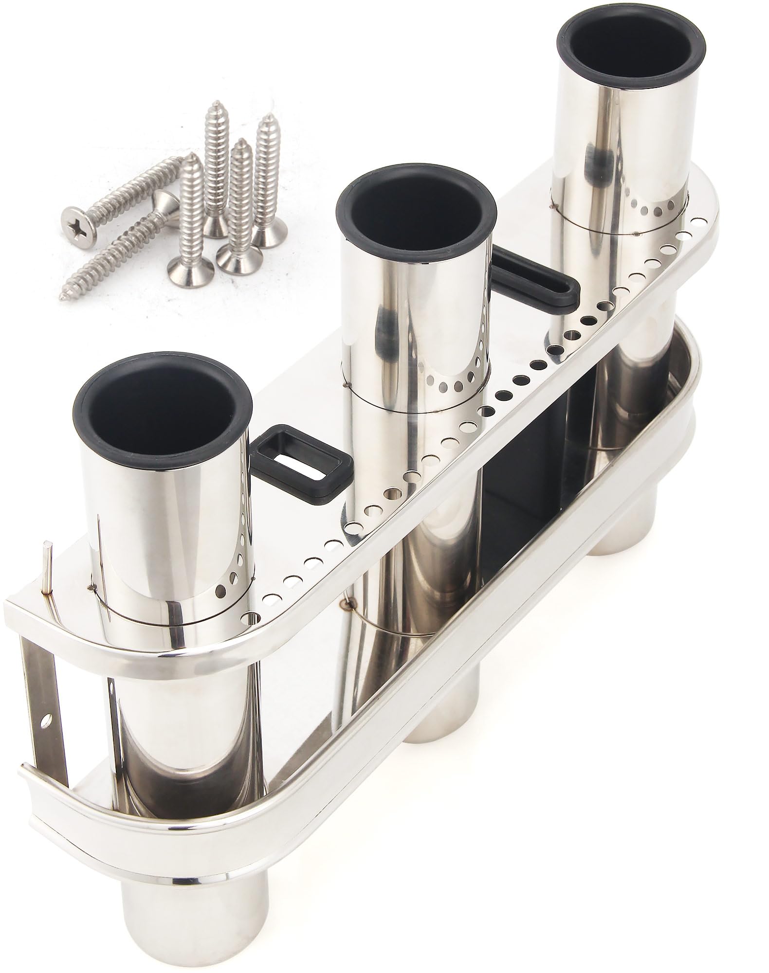 Fishing Rod Holder Stainless Steel 3 Tubes Organizer Links Rack Rests Tackle