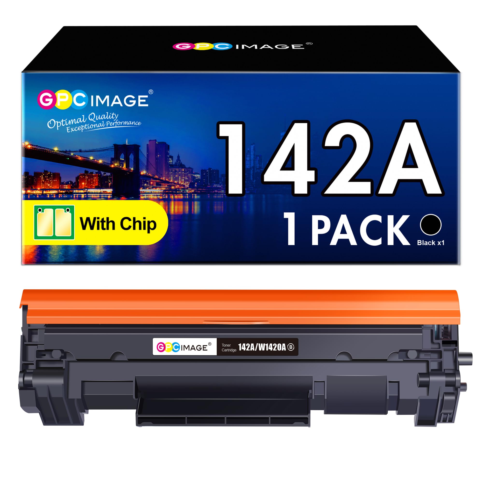 GPC Image 142A Con Chip Toner Compatibili per HP 142A W1420A 142X W1420X per Laserjet Pro M110w M110 MFP M140w M140 M139w M139 (1 Nero)
