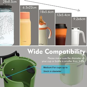 Walkers Cup Holder Compatible with Drive Medical Nitro Rollator, Clamp Fits 0.85-1.75 Inches, Universal Cup Holder for Wheelchairs, Boat, Strollers, Golf Carts