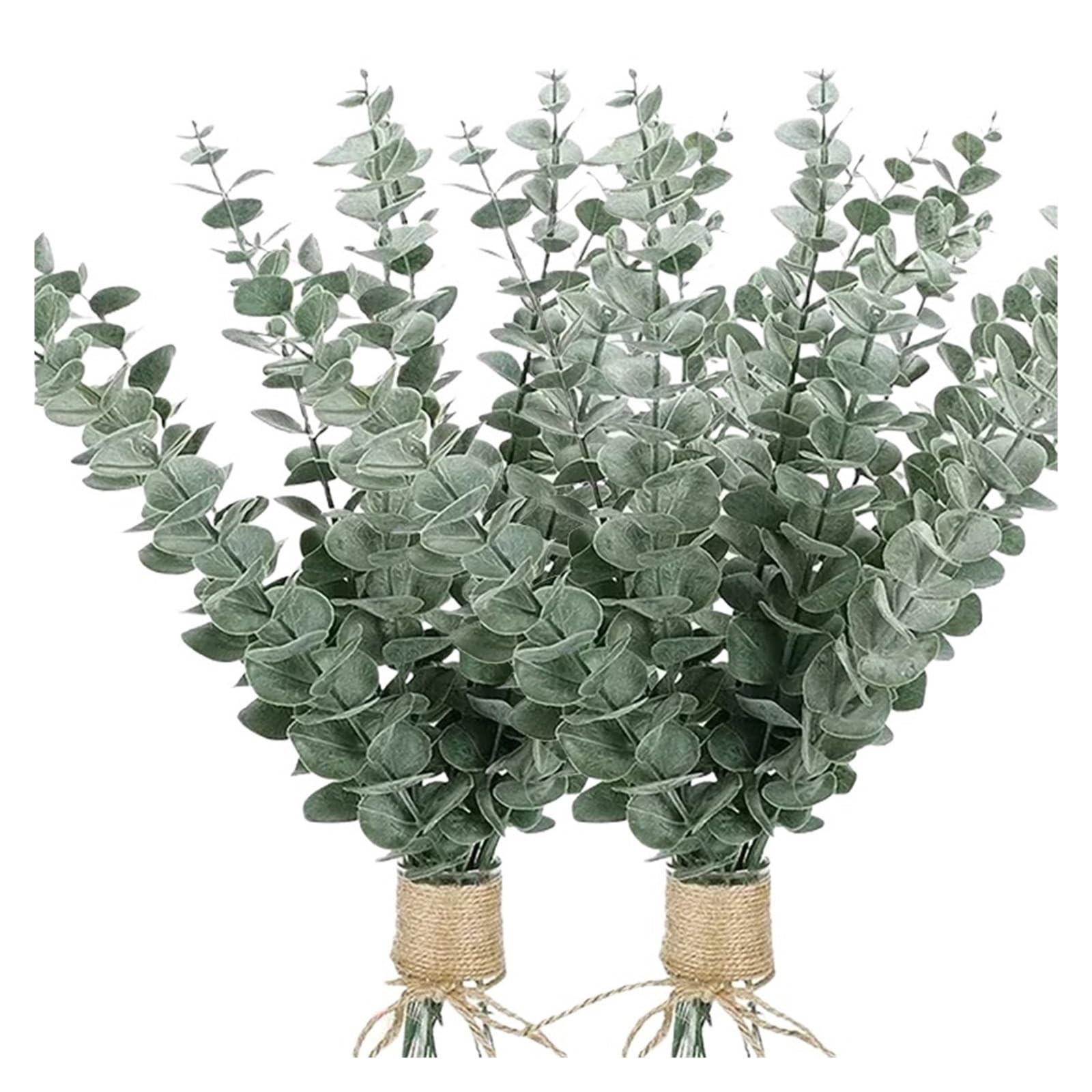YGLEEULI Artificial Foliage Stems 36/10PCS Artificial Eucalyptus Stems Green Leaves Fake Plants Home Flowers Bouquet Wedding Centerpiece Decoration(24PCS-Green White(A))